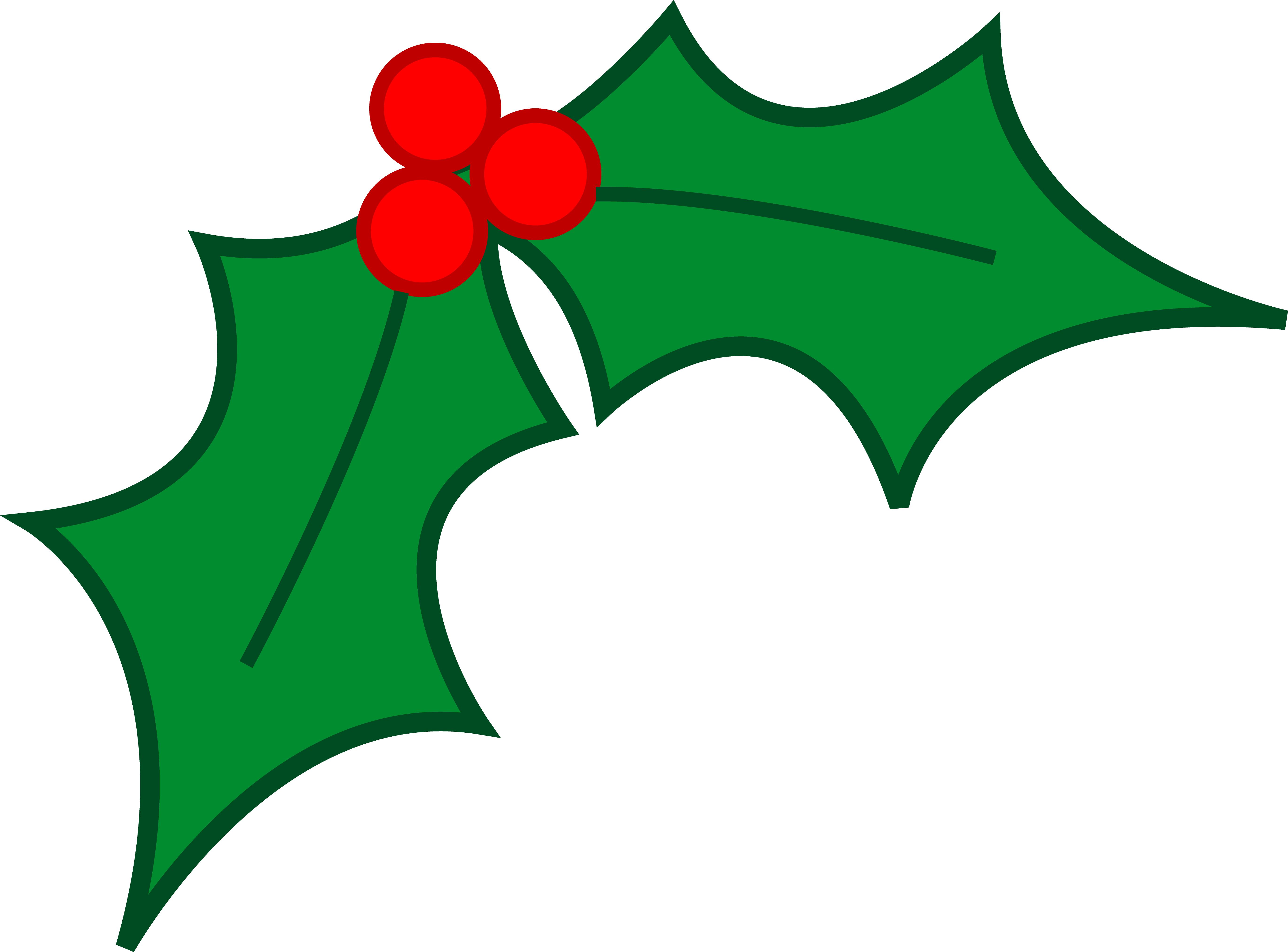 Free Holly Clipart - Christmas Holly Leaves (5487x4058)
