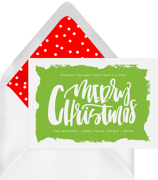 Bold Christmas Card In Green - Christmas Card (550x625)