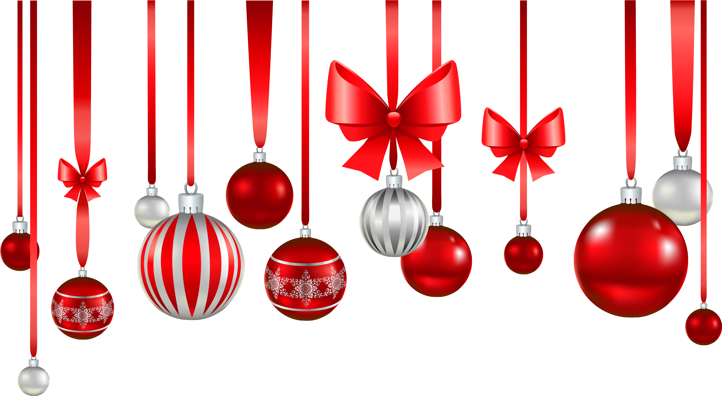 Christmas Baubles Png - Christmas Tree Red Ball Decorations (3102x1698)