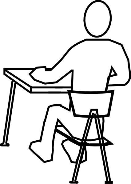 Student Attention Clip Art At Clker - Easy Drawing Of Someone Studying (426x598)