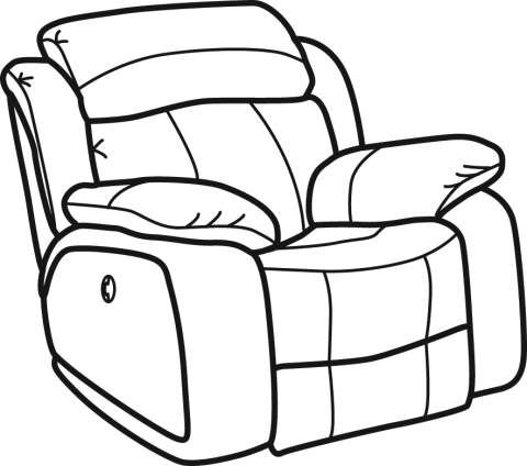 Fabric Gliding Recliner - Recliner Clipart Black And White (480x424)