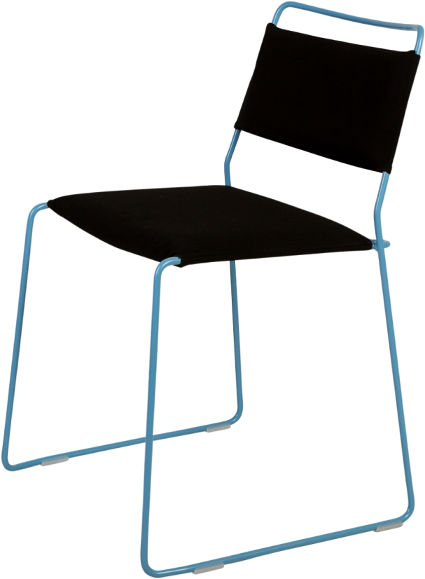 One Wire Chair Blue Frame Black Cushion - Stool (1000x1000)