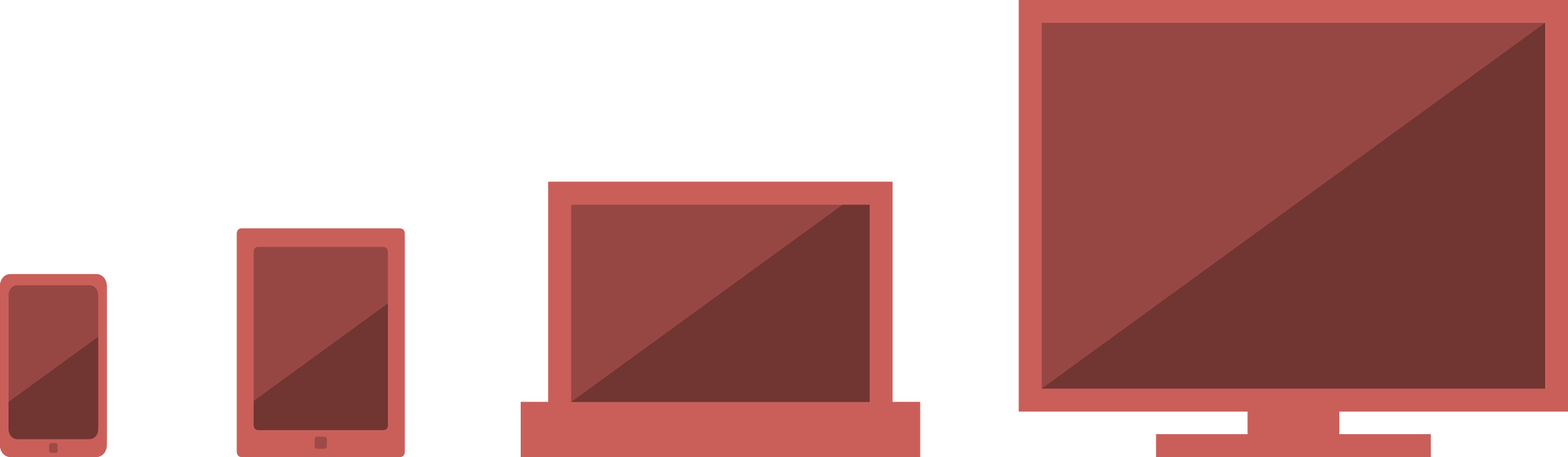 Icon Of Phone, Tablet, Laptop, And Television - Mobile Phone (2400x700)