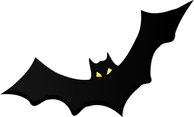 Bat, Black, Outline, Silhouette, Cartoon, Bird, Fly - Halloween Bat Silhouette (640x386)