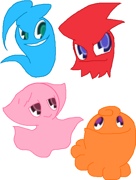 Image Ghost Gang Color Png Pac Man Wiki Fandom Powered - Pac Man Ghost Drawings (499x620)