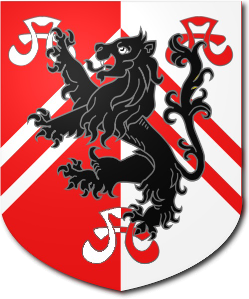 Per Pale Gules And Argent, Two Chevronel Between Three - Gules A Lion Rampant (500x651)