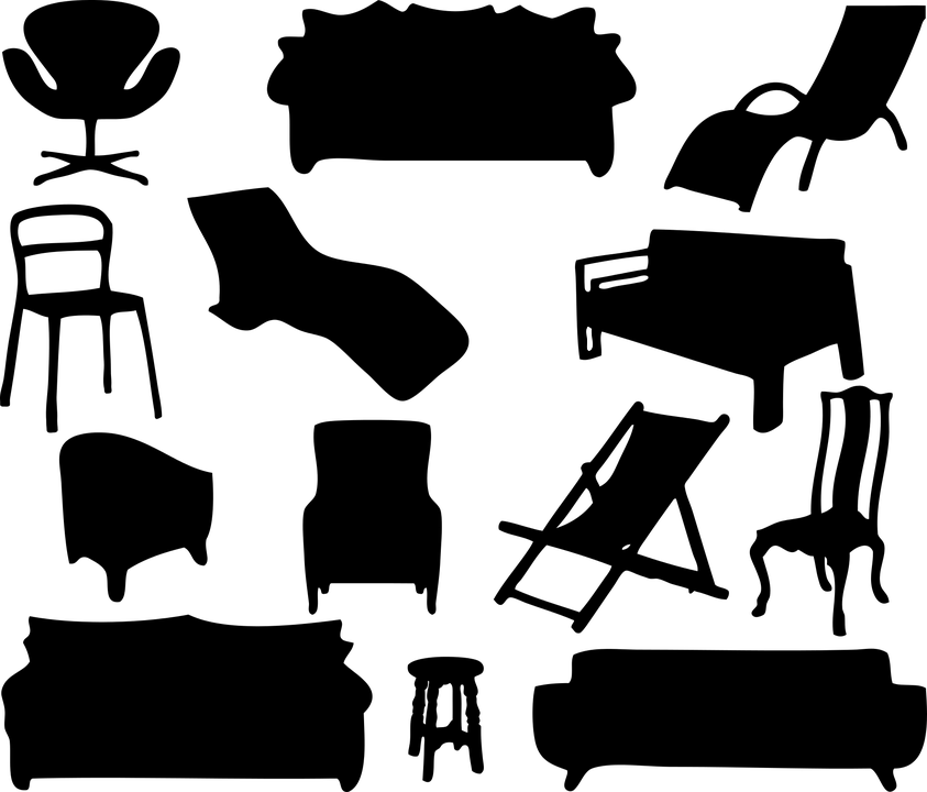 Furniture Black And White Png (843x720)