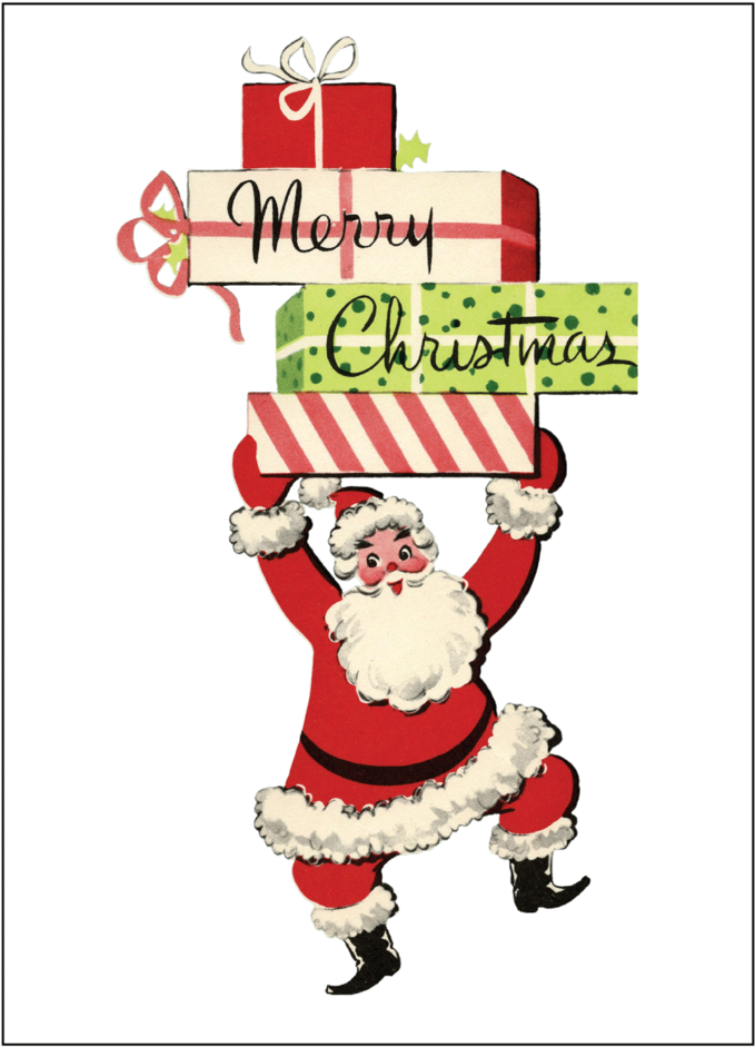 Santa With Packages Christmas Card Set - Santa With Packages Christmas Card Set (1000x1429)