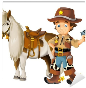 Cowgirl - Cowboy - Wild West - Illustration For The - Dibujo De Vaquero En Caballo (400x400)