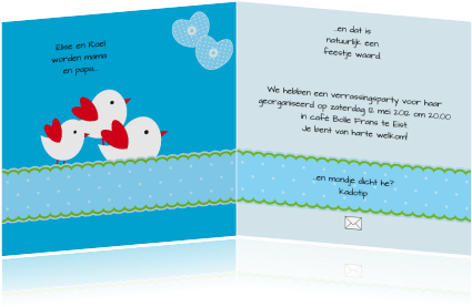 Een Leuk Blauw Uitnodigingskaartje Met Een Schattig - Baby Announcement (455x350)