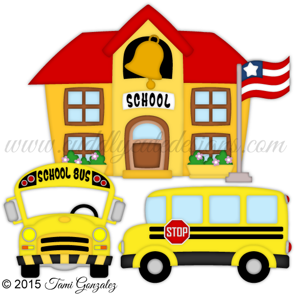 School And School Bus - School And School Bus (600x600)