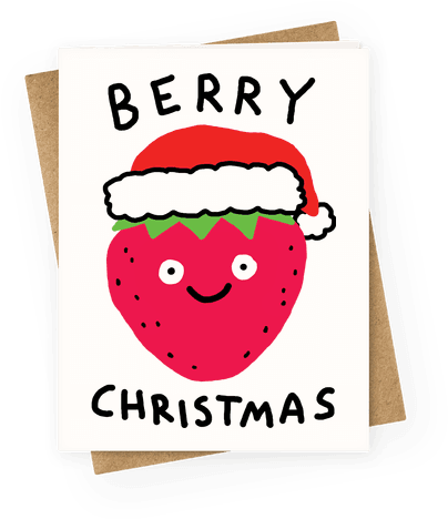Berry Christmas Greeting Card - Berry Christmas Pun (484x484)
