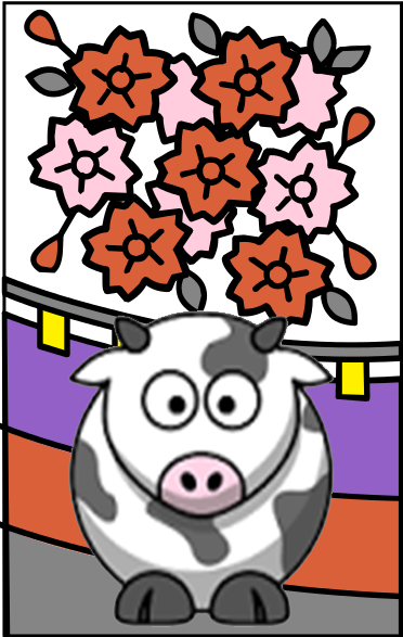 Hanafuda Ox - Cartoon Cow (372x587)