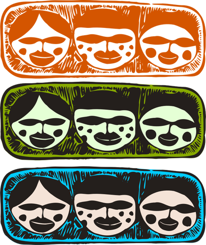 Vector Illustration Of Tribal Look Three Heads Decorations - Vector Illustration Of Tribal Look Three Heads Decorations (422x500)