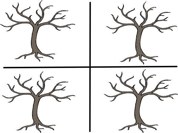 4 Trees Clip Art At Clker - Bare Tree Clip Art (600x448)