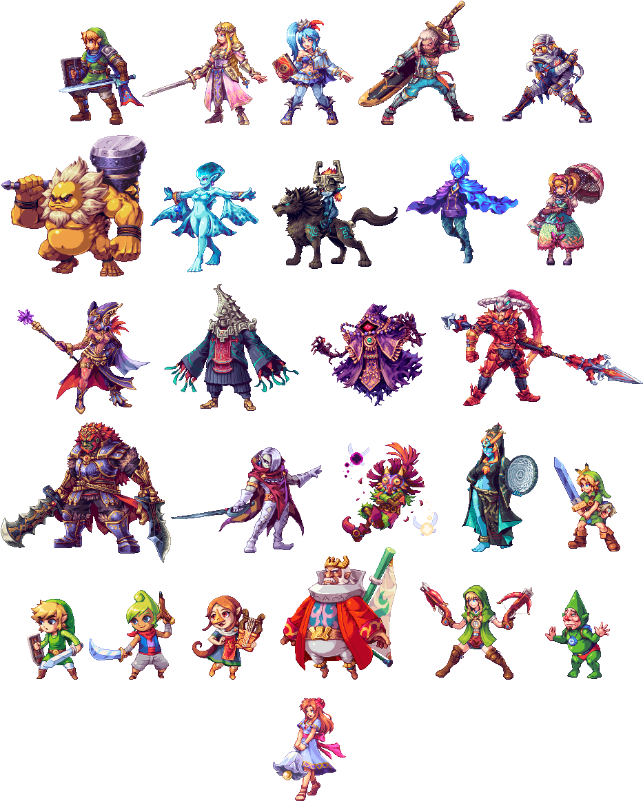 Hyrule Warriors All Stars By Abysswolf - Legend Of Zelda Pixel Art (1030x1208)