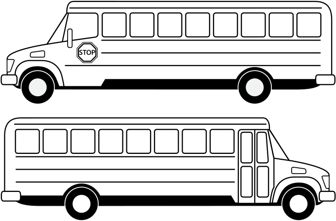 Clipart Deux Bus Scolaires Noirs Rh Openclipart Org - White Bus Subordinating Conjunctions (800x561)