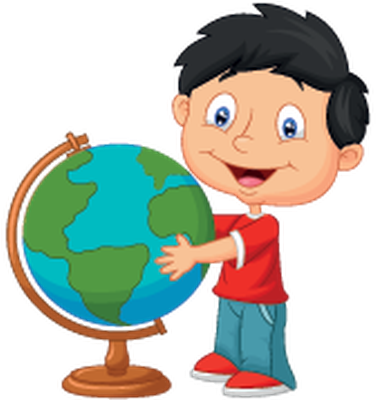 Happy Schoolchildren Cartoon Collection Set - Niño Mirando Un Mapa (421x399)