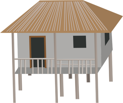 Stilt House Drawing - Drawing Of House On Stilts (400x334)