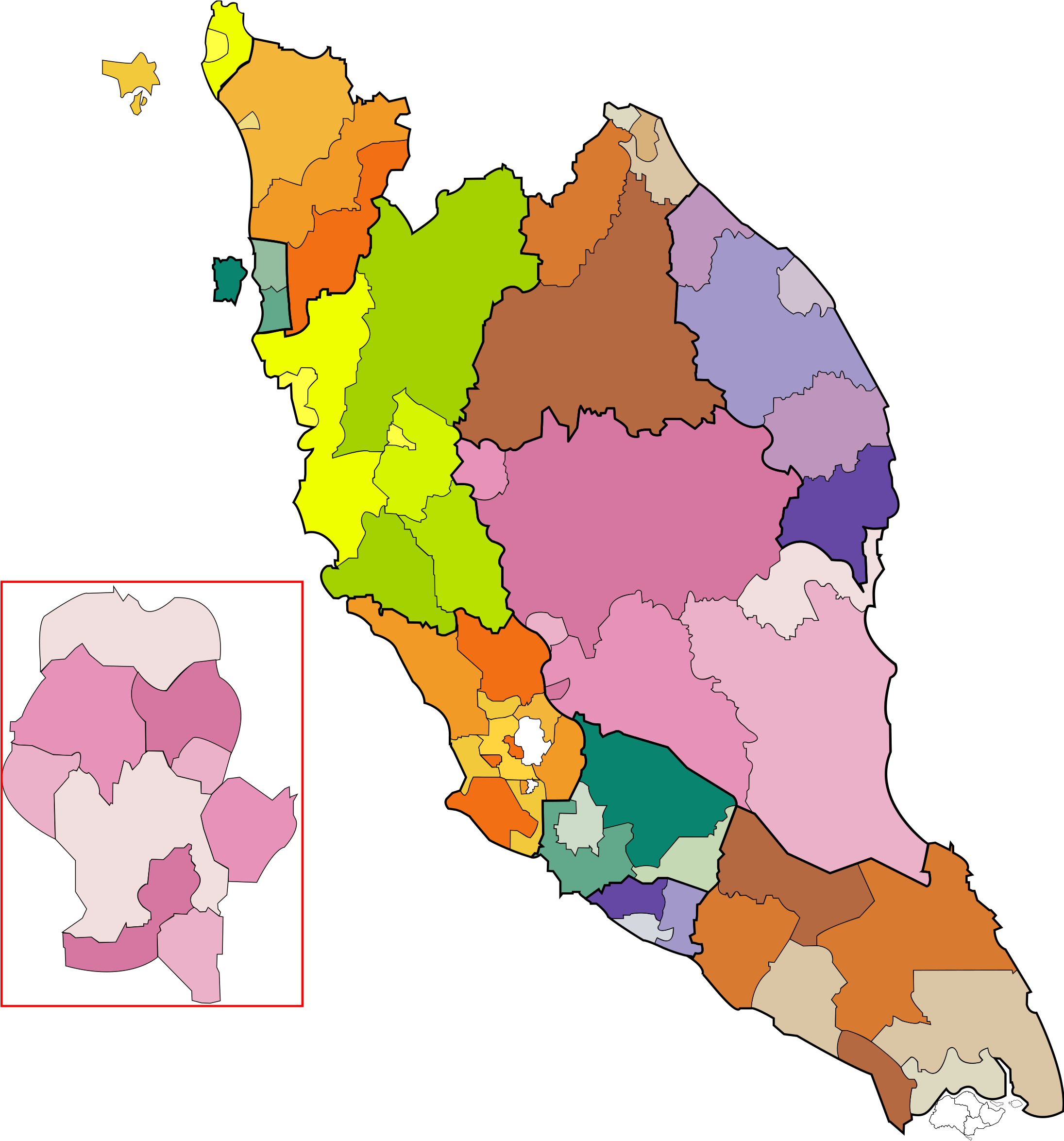 Big Image - Peninsular Malaysia Malaysia Map (2190x2400)