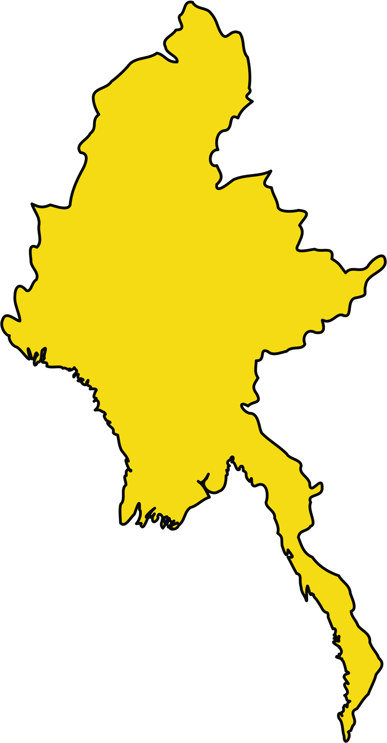 Myanmar Map Png Clipart Myanmar Outline - Myanmar Map Clipart (1255x2400)