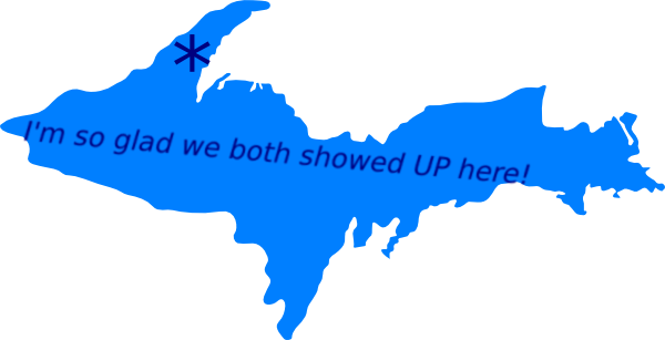 Free Clipart Lower Peninsula Michigan - Michigan Upper Peninsula Outline (600x307)
