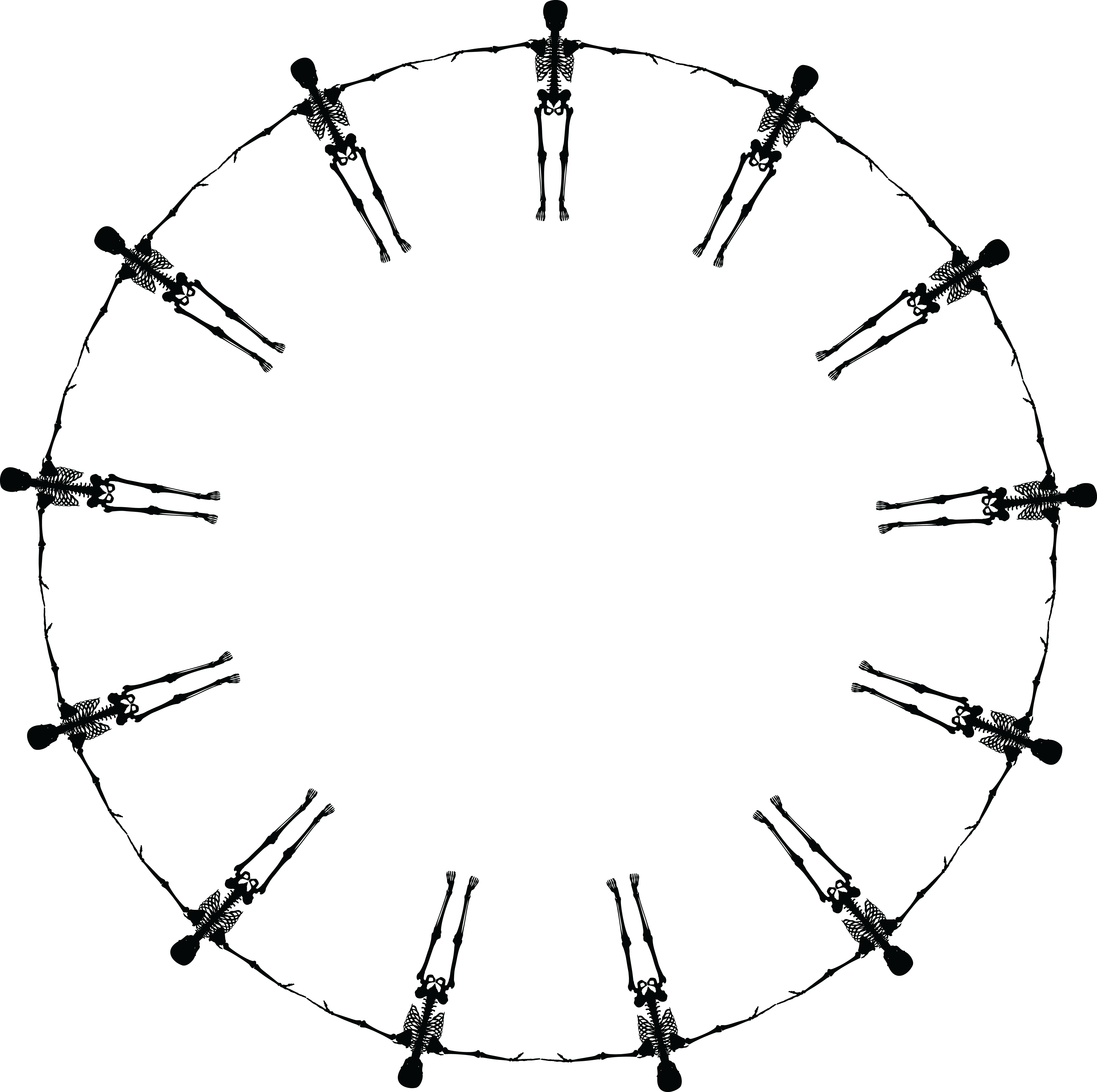 Free Clipart Of A Black And White Round Skeleton Border - Transparent Circle Halloween Frame (4000x3979)