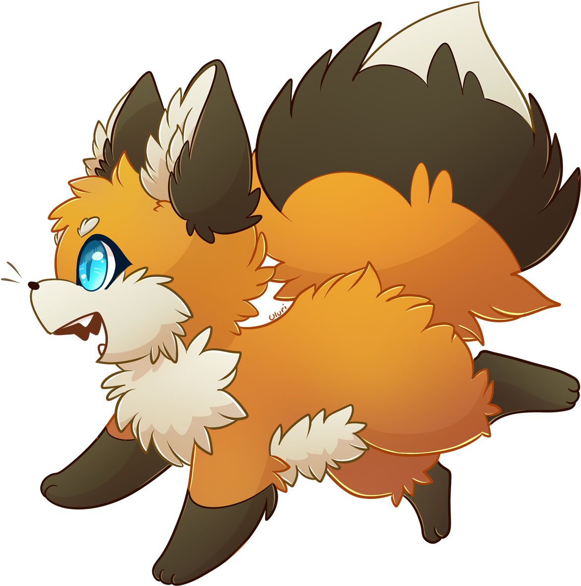 Cute Little Fox [t-shirt Available] By Uluri - Chibi Fox (1200x1200)