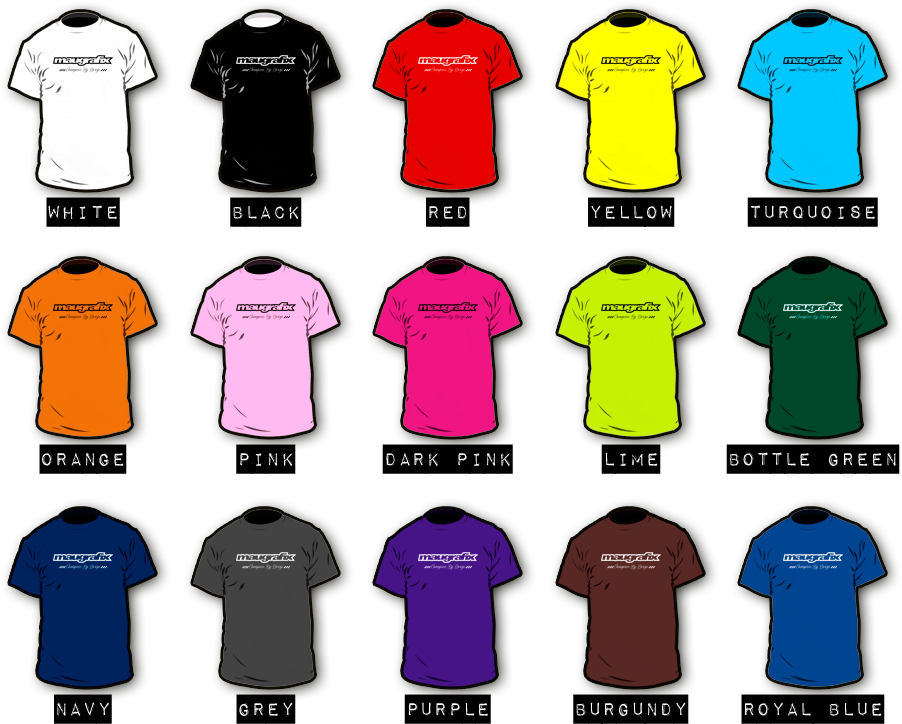 Tshirt Colors - Premier Personalised Beauty Salon Uniform | Customised (1000x800)