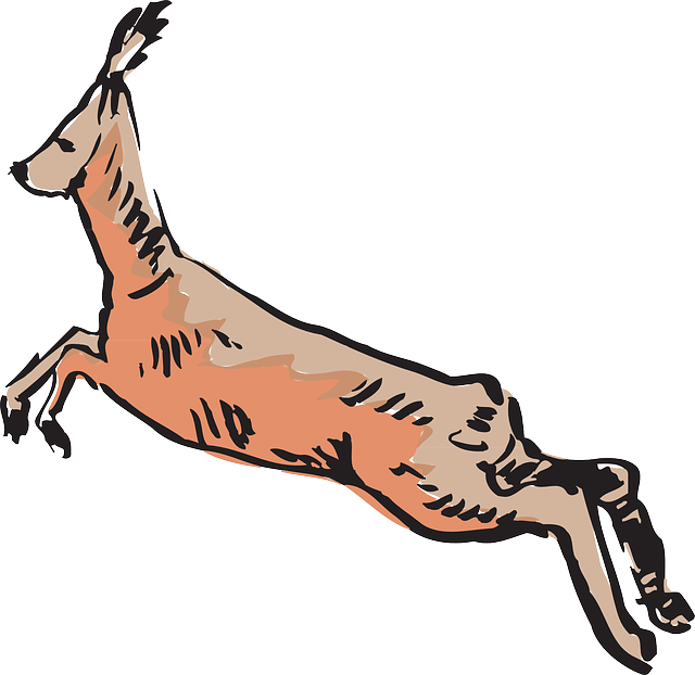 Antelope Art, Forest, Jumping, Horns, Animal, Antelope - Antelope (640x622)