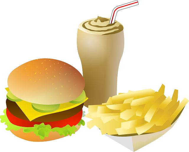 Cheeseburger, Drink, Fries, Food, Menu, Burger, Meal - Fast Food Clipart Png (640x514)
