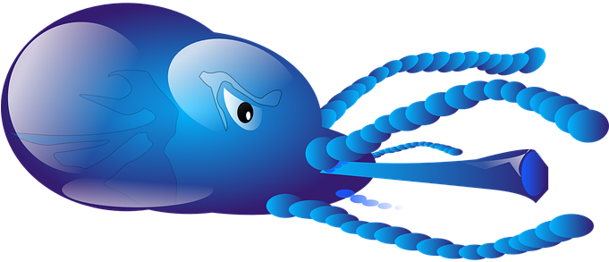 Octopus Devilfish Octopod Kraken Sea Life - Blue Squid Clipart (1280x640)
