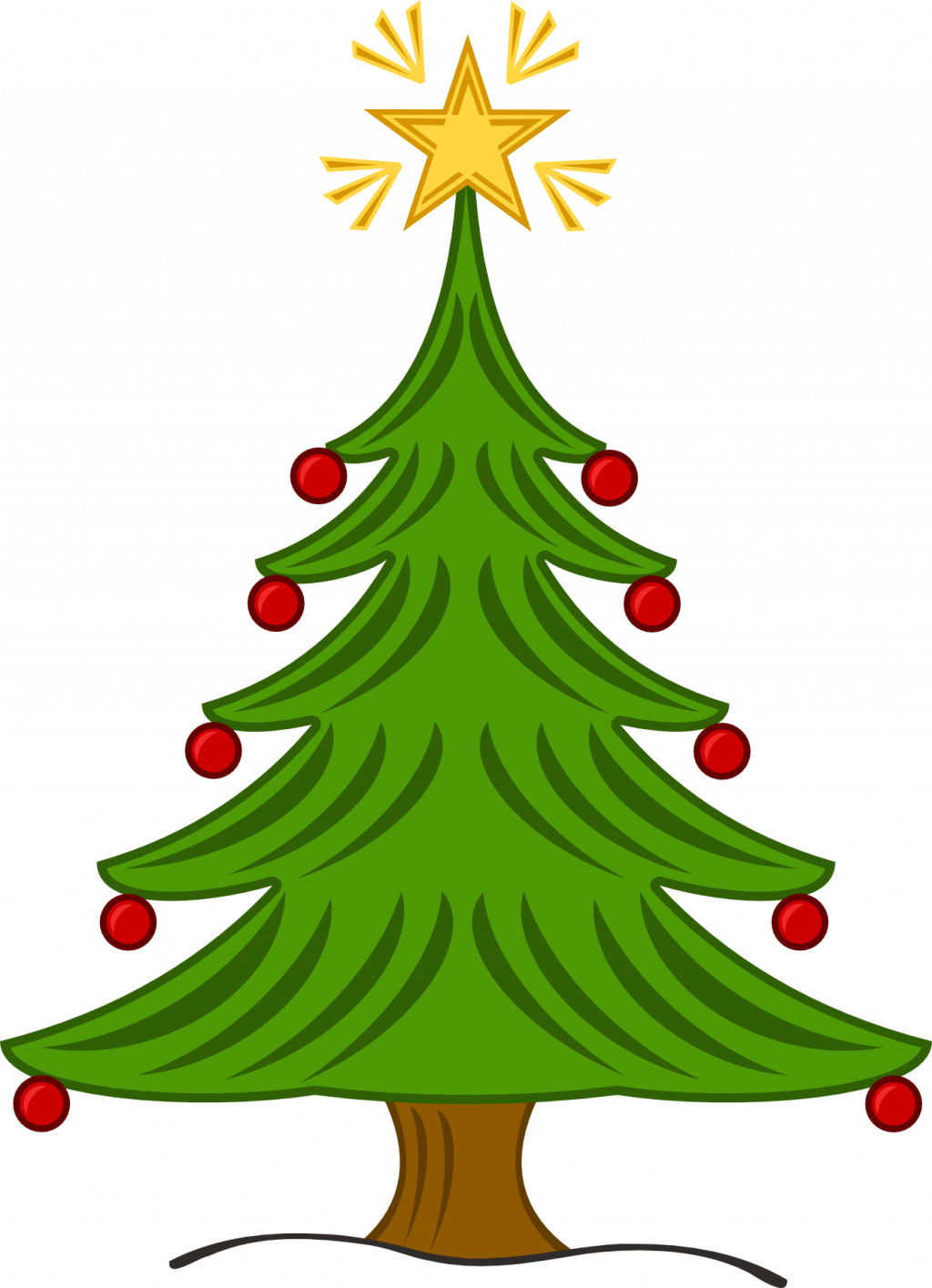 Christmas ~ Christmas Tree Clip Art With Lights Free - Christmas Tree With Star (1024x1415)