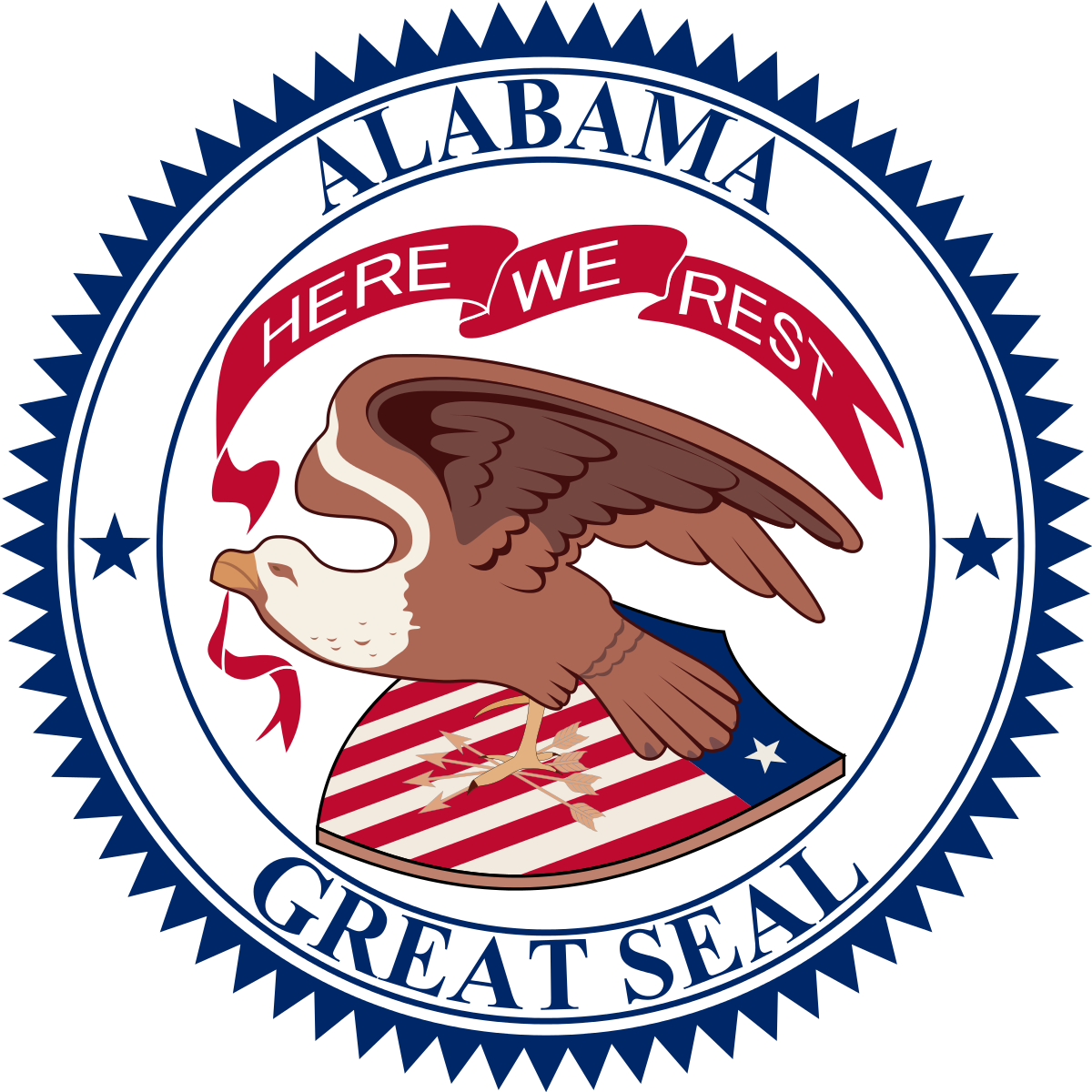 In The Centre Is An American Bald Eagle Alighting On - State Seal Of Alabama (440x440)