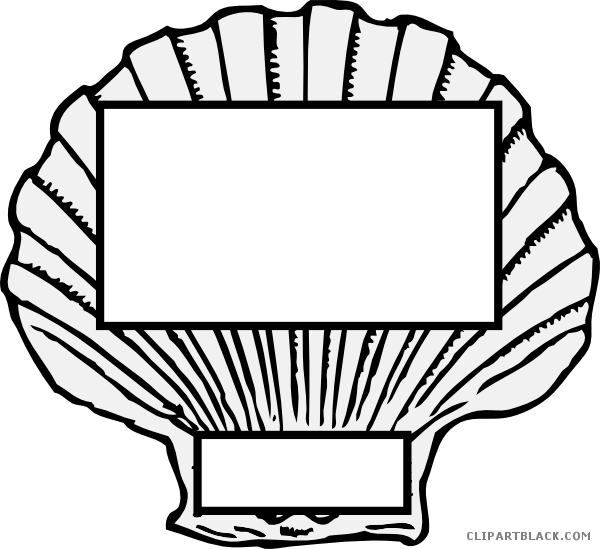 Conch Shell Animal Free Black White Clipart Images - Scallop Shell Clip Art (600x549)