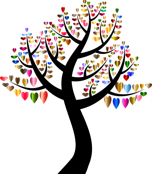 Tree Heart Cliparts 7, - Tree With Colorful Leaves (629x720)