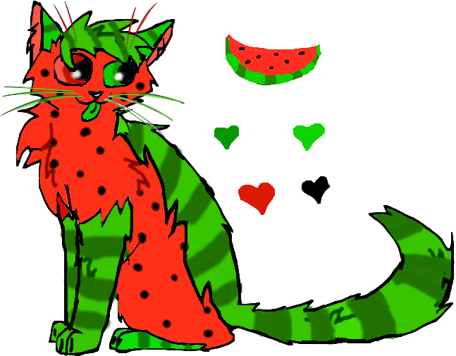 Watermelon Cat By Catsoul100 - Cartoon (1125x561)