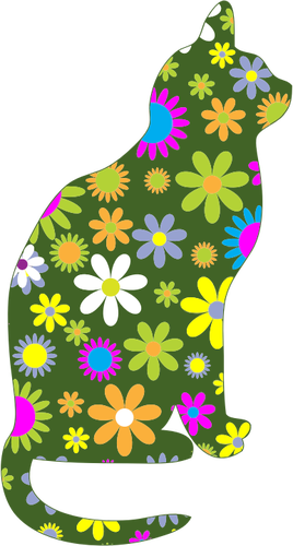 Floral Cat - Kitten Flowers Clip Art (268x500)