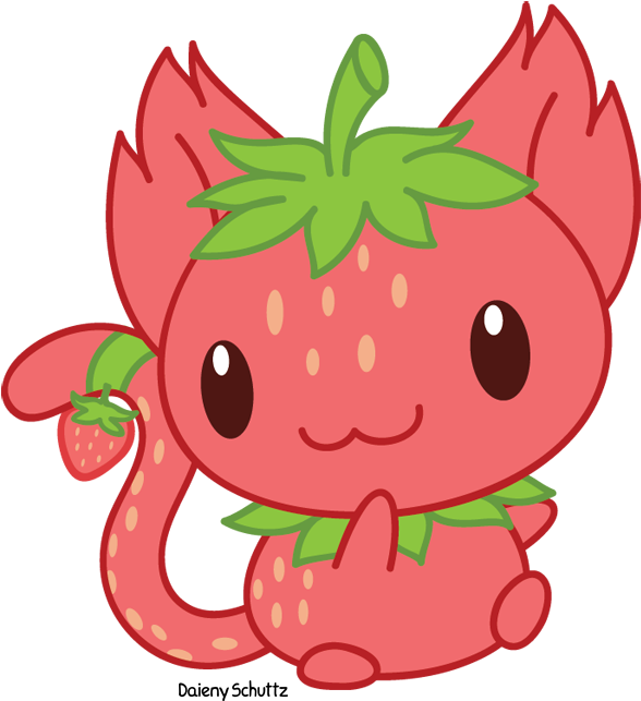 Strawberry Cat By Daieny - Strawberry Cat (650x672)