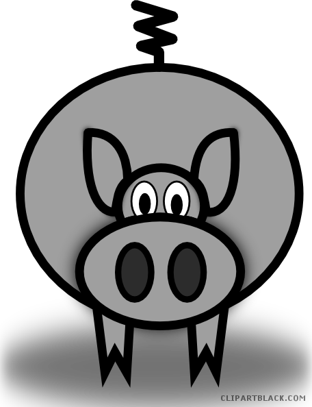 Grayscale Pig Animal Free Black White Clipart Images - Pig Clip Art (456x594)