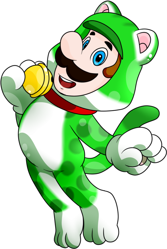 Smb Suits Collab Lucky Cat Luigi By Chivi-chivik - Luigi Cat Suit (843x948)
