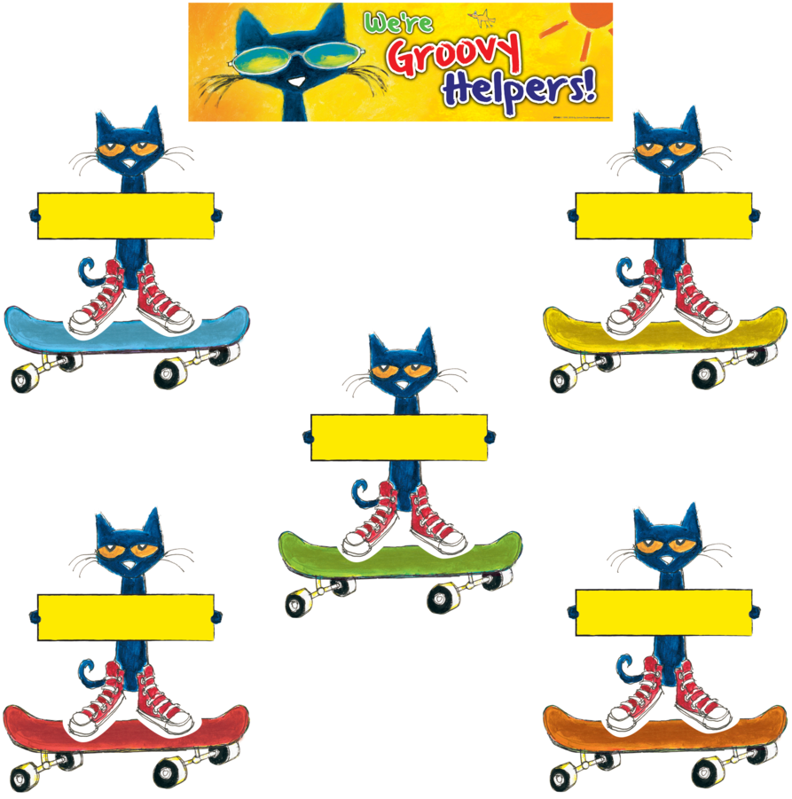 Tcr60348 Pete The Cat Groovy Classroom Jobs Mini Bulletin - Pete The Cat Groovy Jobs (900x900)