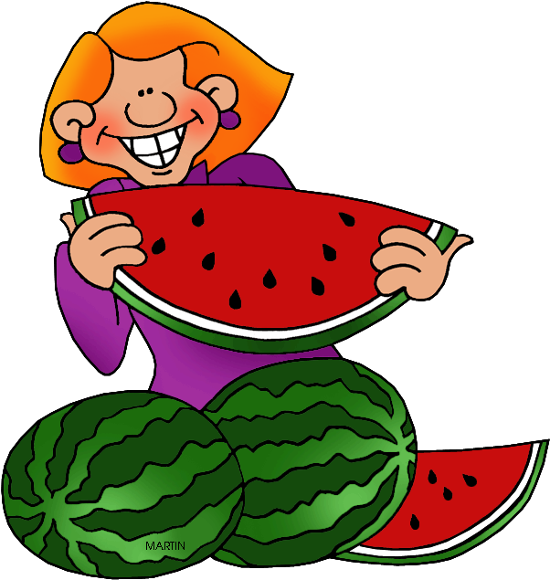 State Vegetable Of Oklahoma - Clipart Eating Watermelon (628x648)