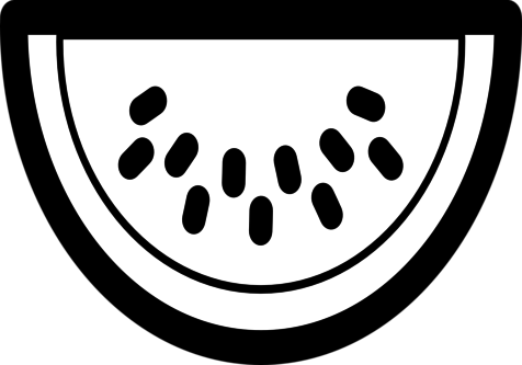 Raspberry Icon Watermelon Black White Line Art Coloring - Watermelon Black And White (476x333)