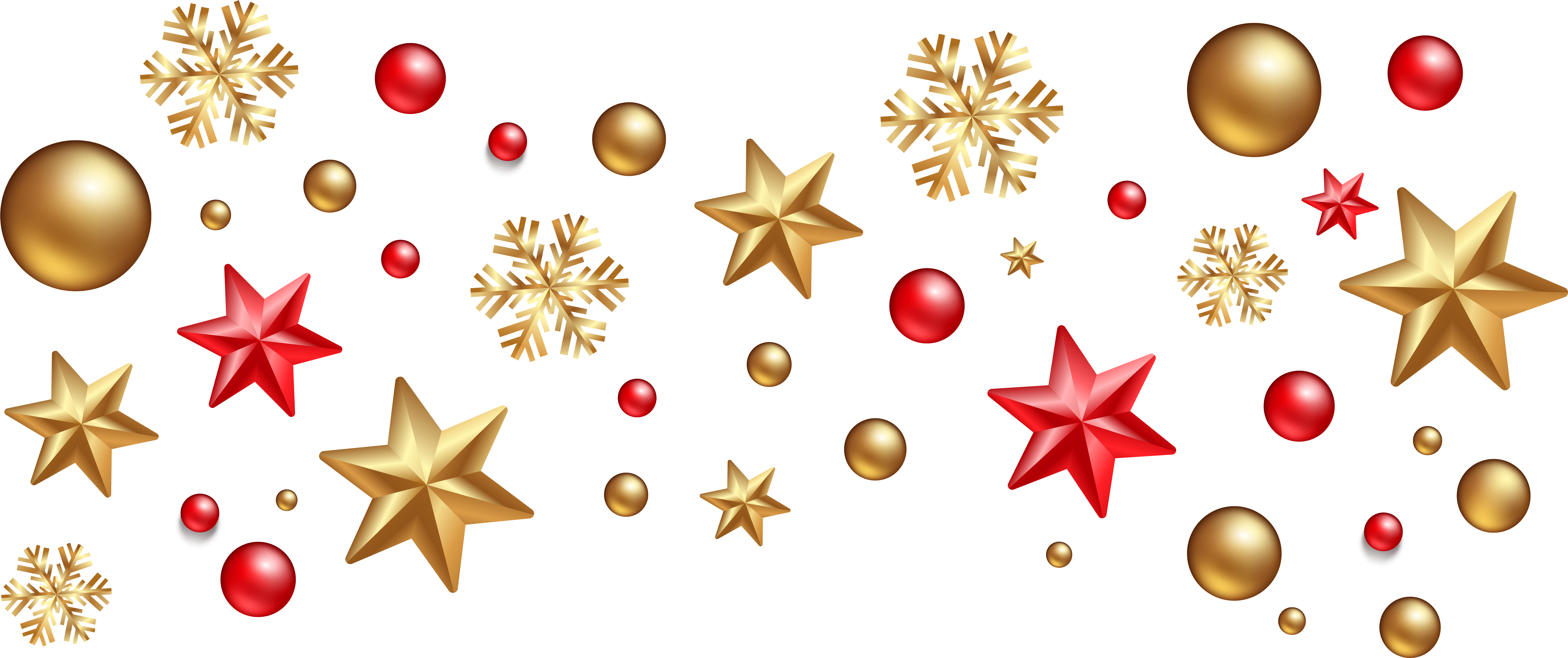 Christmas Decorations Png Clipart Image - Png Gold New Year Ornaments (6349x2664)