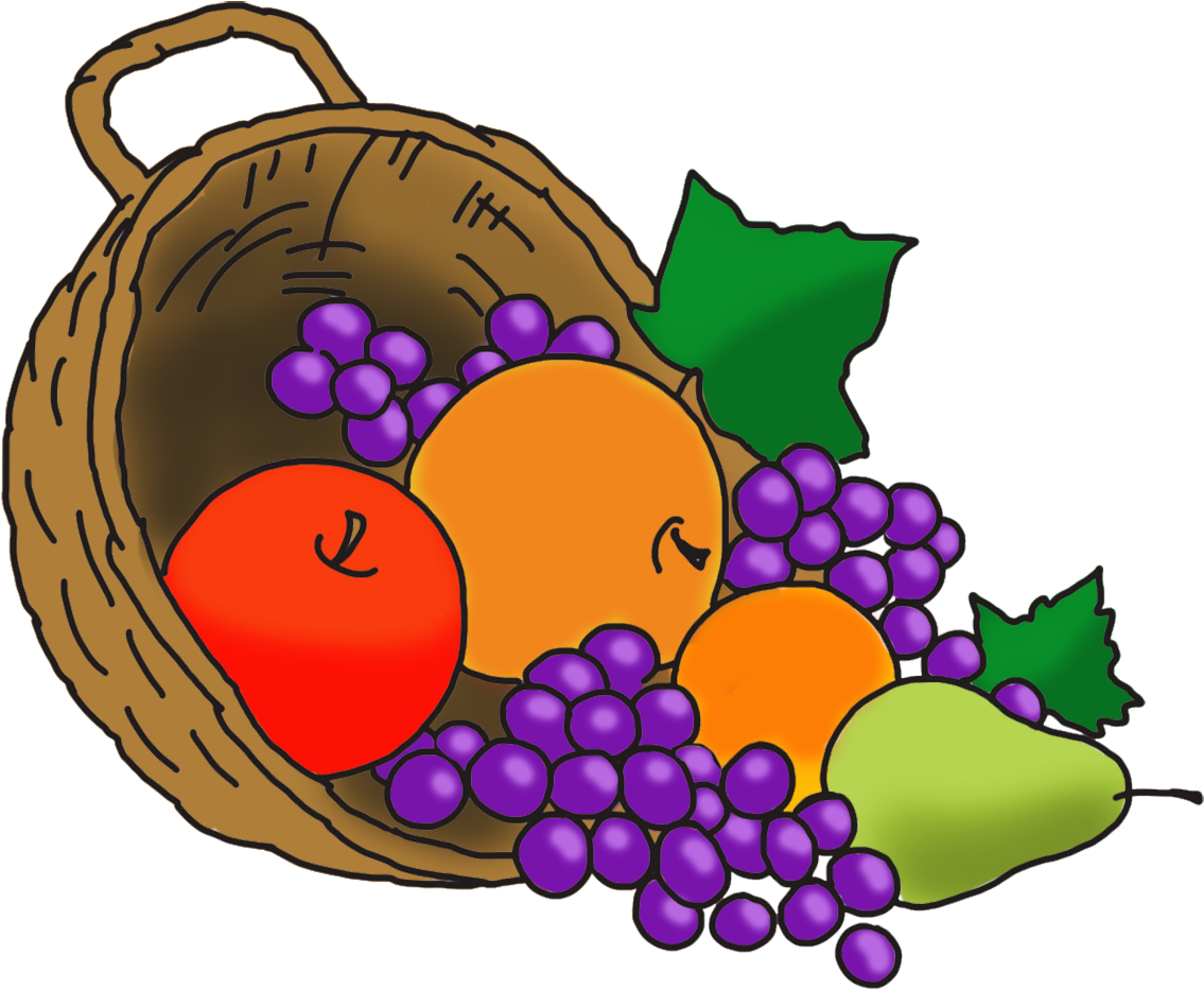 Thanksgiving Cornucopia With Fruits - Thanksgiving Fruit Clip Art (1181x1042)