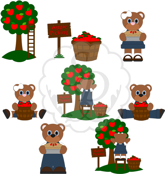 Picking Apple Bears - Picking Apple Bears (600x594)