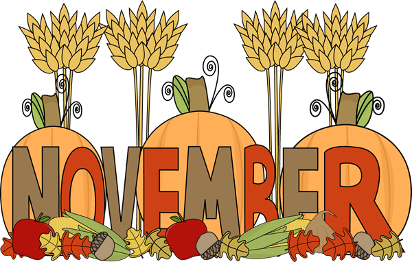 Harvest Clipart Cute - November Clipart (600x382)