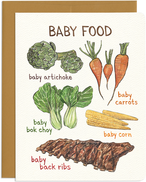 Punny Baby Veggie Greeting Card - Baby Food Card (800x800)