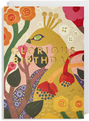 Glorious Birthday Peacock Greeting Card - Glorious Birthday Peacock Greeting Card Gold Foil Embossed (448x480)